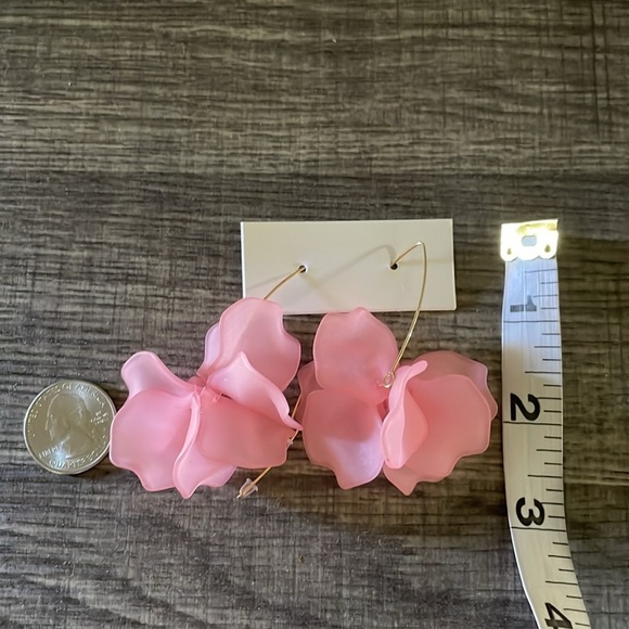 Pink Flower Drop Earrings - Picture 9 of 11